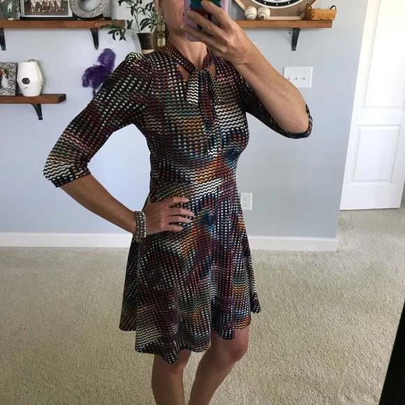 Multi Color Neck Tie Dress - Picture 2 of 7